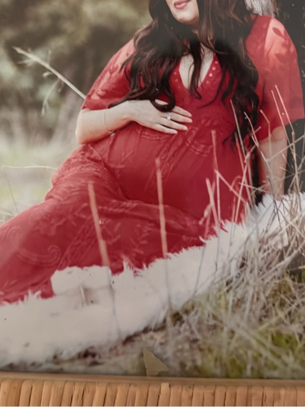 Pinkblush Red Maxi Maternity Dress with V-Neck